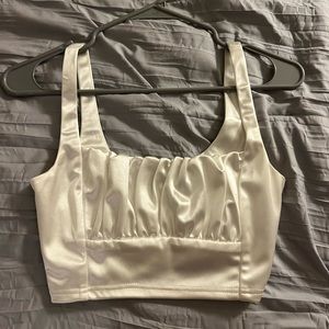 NWOT White Satin Crop